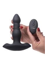 XR Brands Thunder Plugs Thunder Plugs Vibrating & Thrusting Silicone Rechargeable Plug with Remote Control - Black