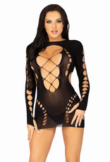 Leg Avenue Seamless cut out long sleeve mini dress with faux lace up detail