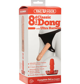 Doc Johnson Vac-U-Lock 8-Inch Classic Dong With Ultra Harness