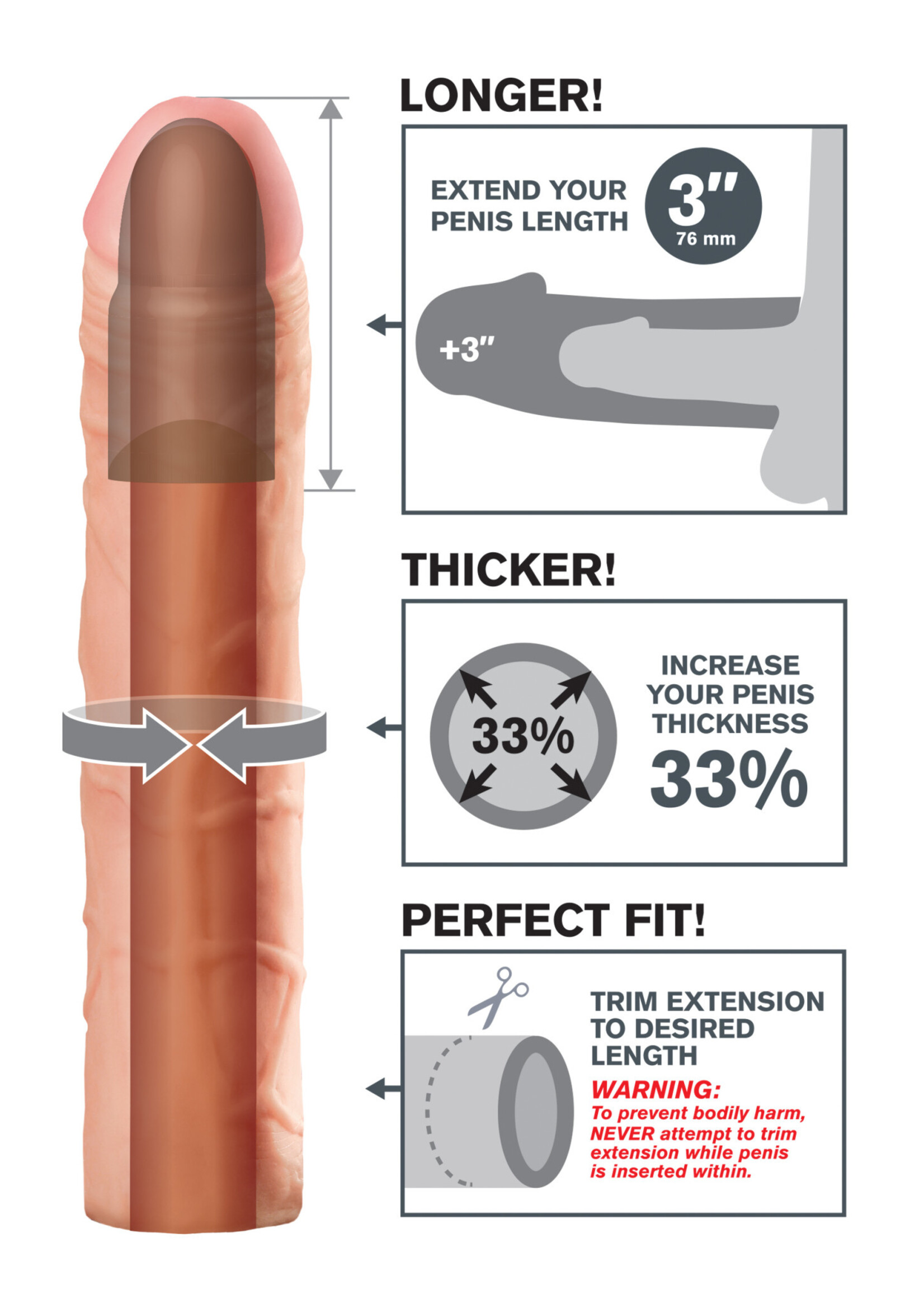 Pipedream Fantasy X-Tension Perfect 3-Inch Extension