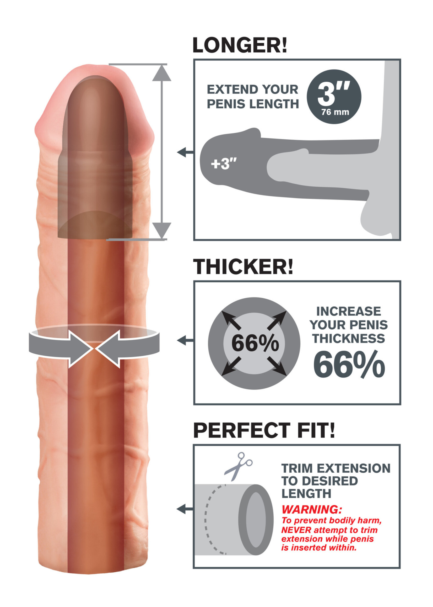 Pipedream Fantasy X-Tension Mega 3-Inch Extension - Flesh
