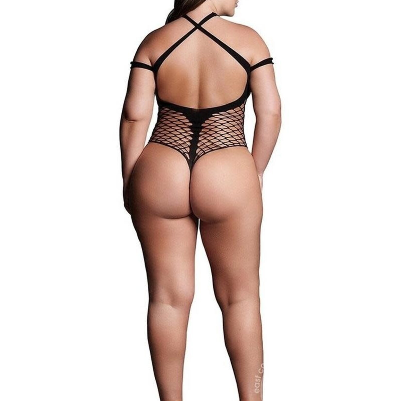 Shots Le Desir Le Desir Shade Leda XIII Body with Crossed Neckline and Off Shoulder Straps - Queen - Black