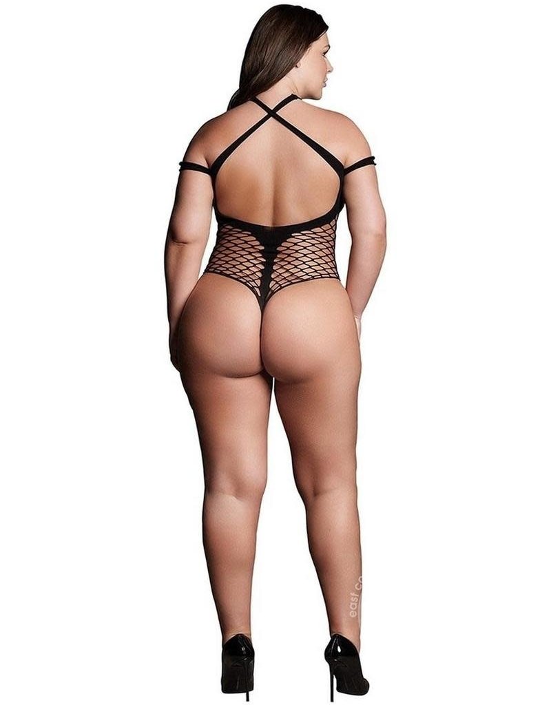 Shots Le Desir Le Desir Shade Leda XIII Body with Crossed Neckline and Off Shoulder Straps - Queen - Black