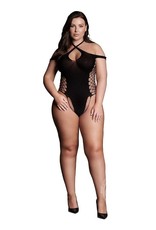 Shots Le Desir Le Desir Shade Leda XIII Body with Crossed Neckline and Off Shoulder Straps - Queen - Black