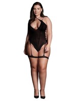 Shots Le Desir Le Desir Shade Metis XVI Body with Garter and Crossed Neckline - Queen - Black