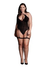 Shots Le Desir Le Desir Shade Metis XVI Body with Garter and Crossed Neckline - Queen - Black
