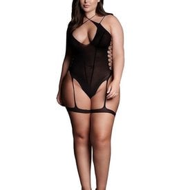 Shots Le Desir Le Desir Shade Metis XVI Body with Garter and Crossed Neckline - Queen - Black