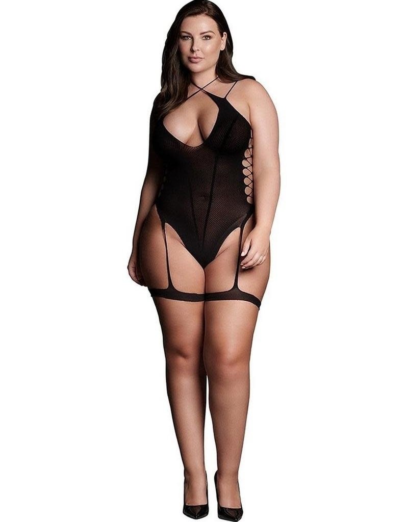 Shots Le Desir Le Desir Shade Metis XVI Body with Garter and Crossed Neckline - Queen - Black