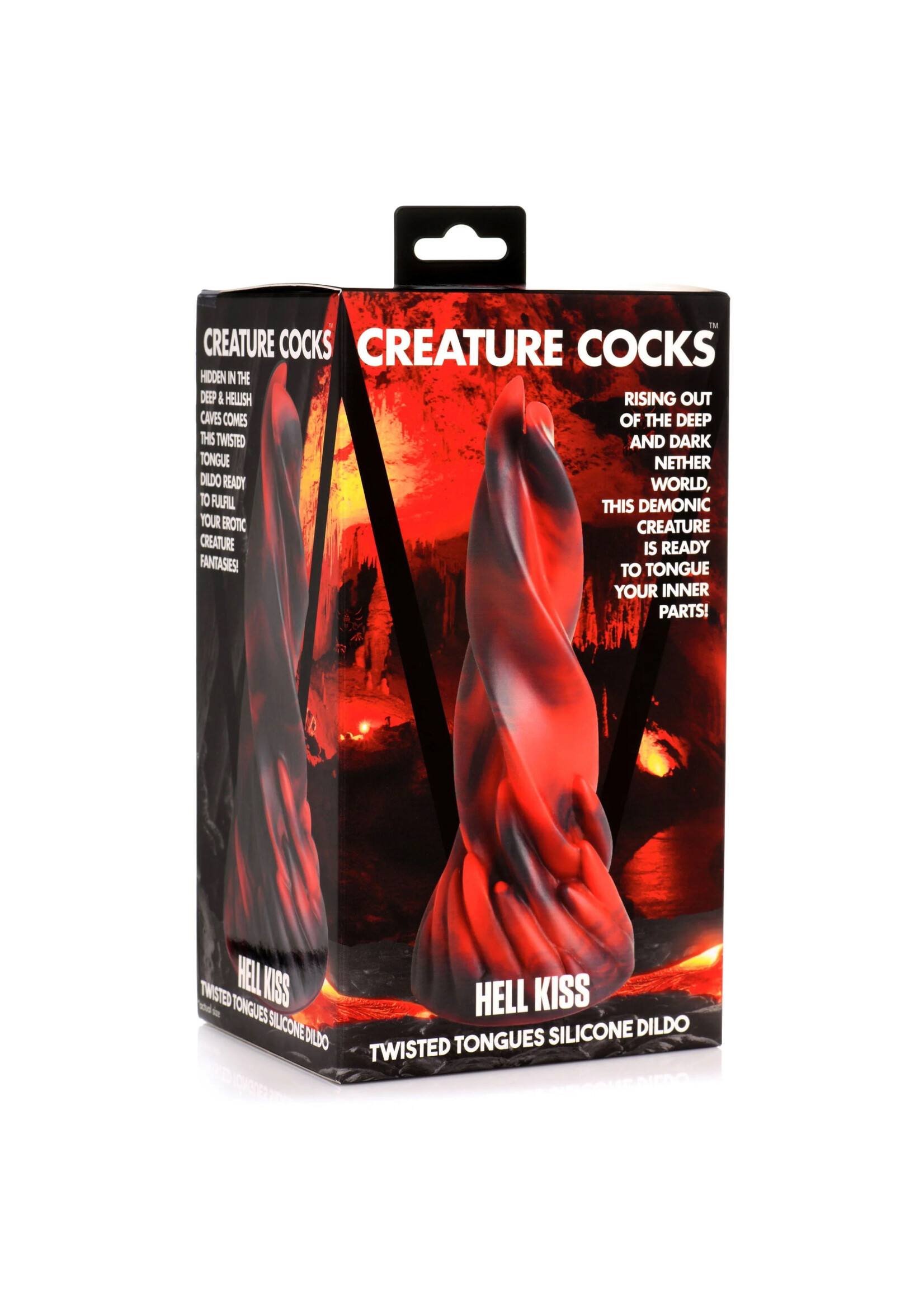 XR Brands Creature Cocks Hell Kiss Twisted Tongues Silicone Dildo - Red