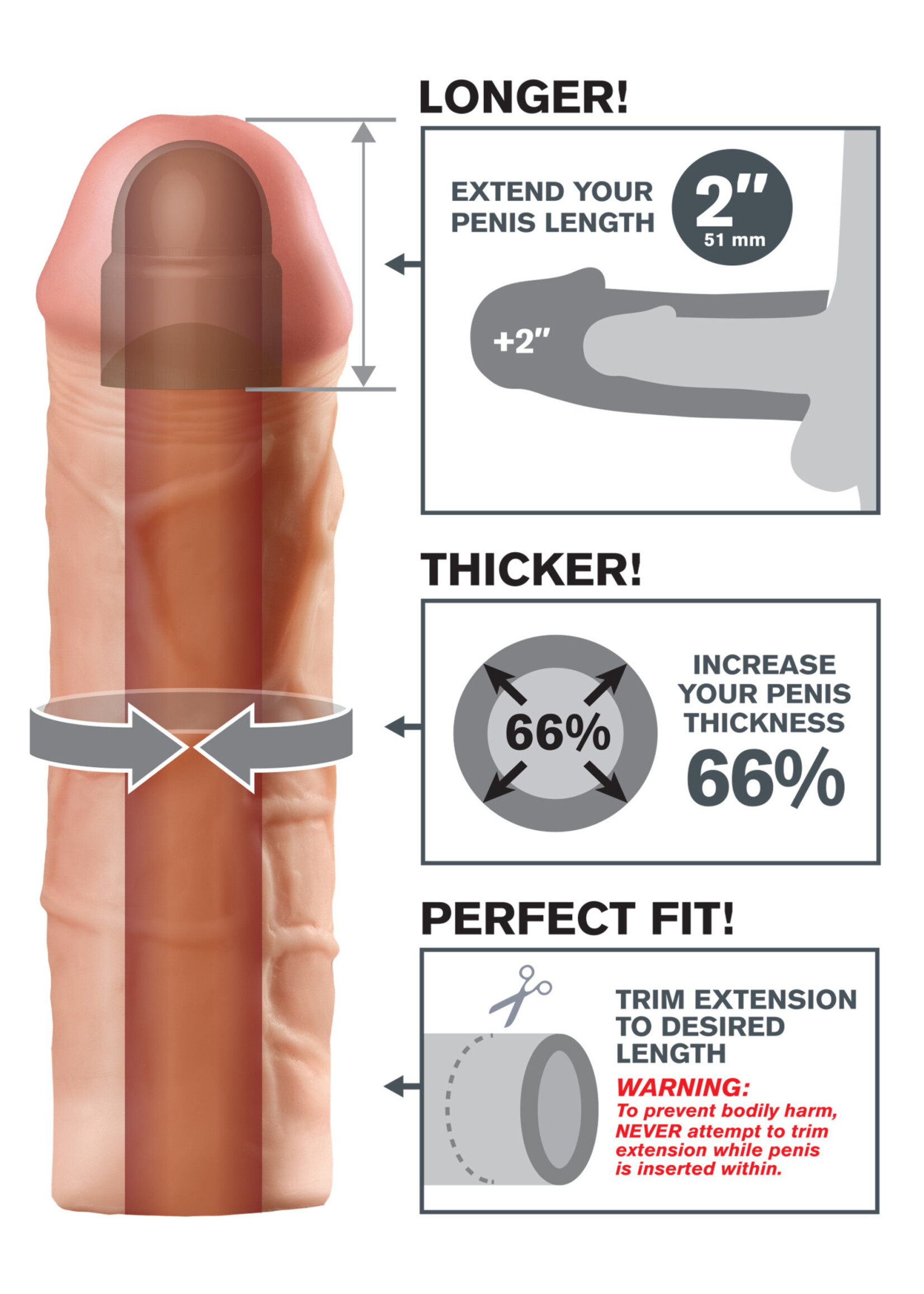 Pipedream Fantasy X-Tension Mega 2-Inch Extension - Flesh