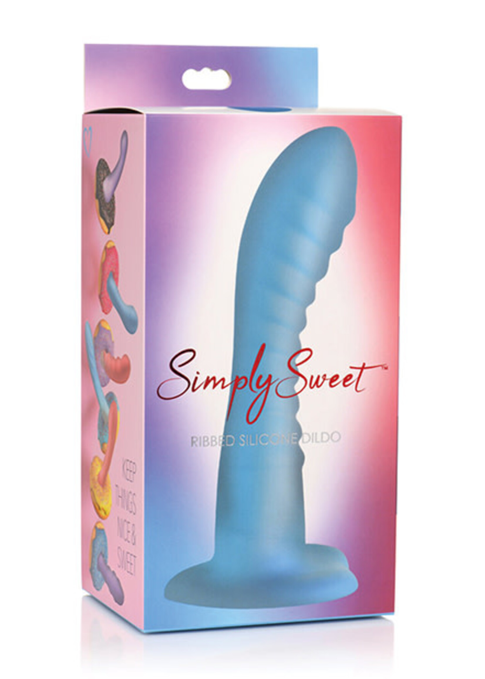 Curve Toys Curve Toys Simply Sweet 7" Ribbed Silicone Dildo - Blue