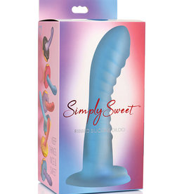 Curve Toys Curve Toys Simply Sweet 7" Ribbed Silicone Dildo - Blue
