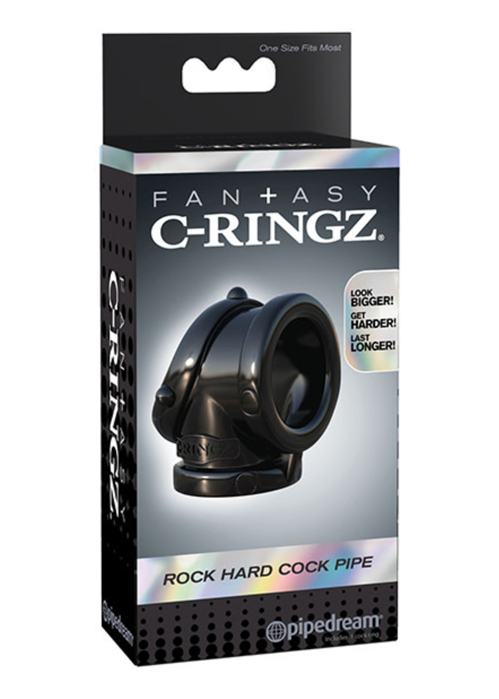 Pipedream Fantasy C-Ringz Rock Hard Cock Pipe - Black