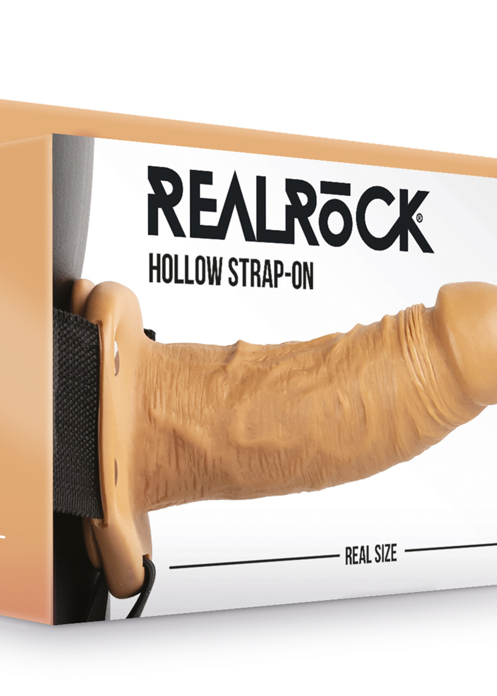 Shots RealRock Hollow Strap-on Without Balls 6 Inch - Tan