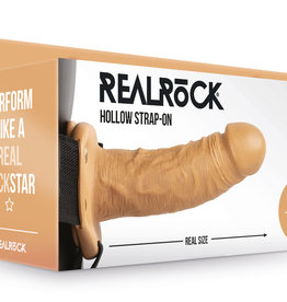 Shots RealRock Hollow Strap-on Without Balls 6 Inch - Tan