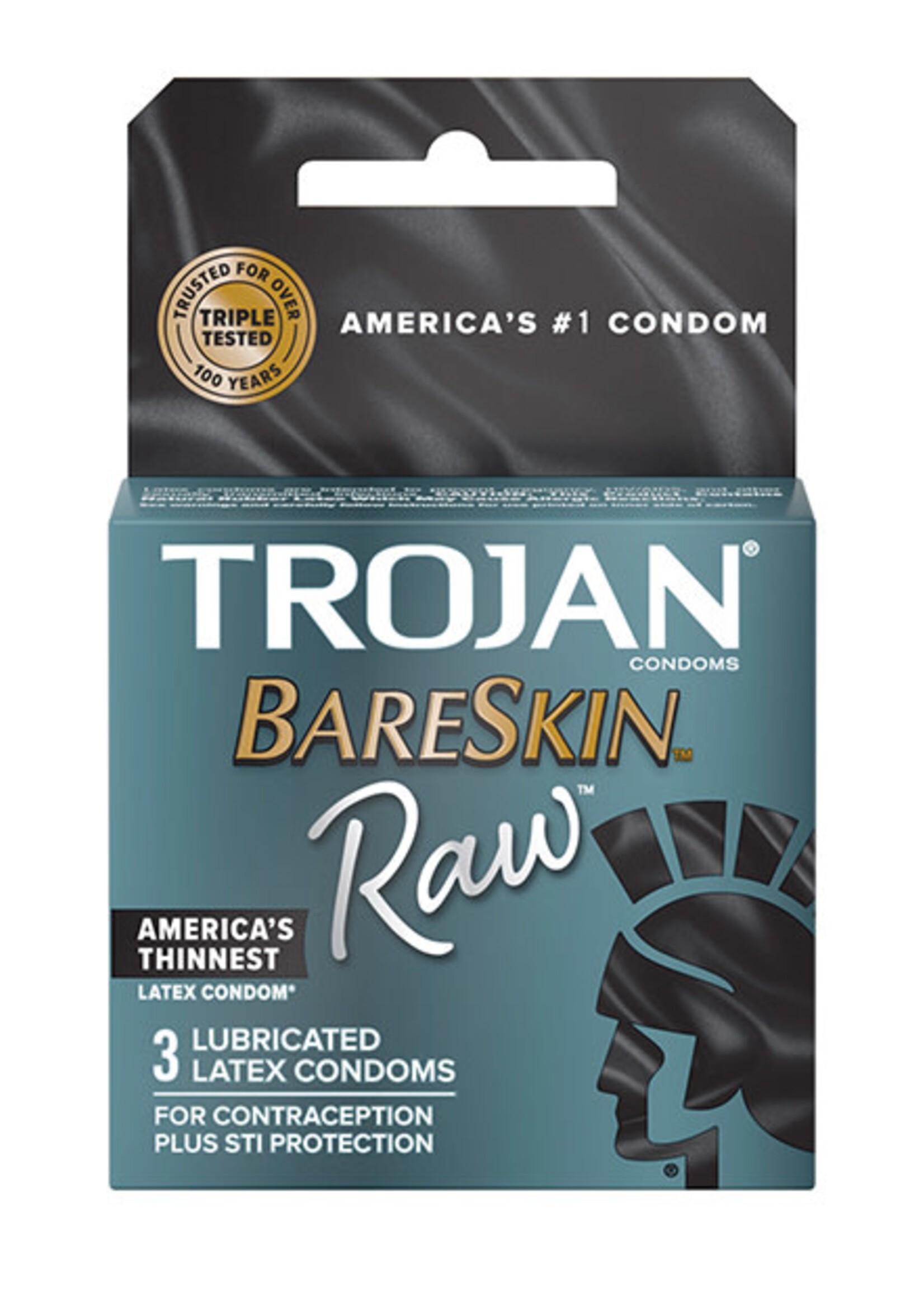 Trojan Condoms Trojan Bareskin Raw Lubricated Latex Condoms 3-Pack