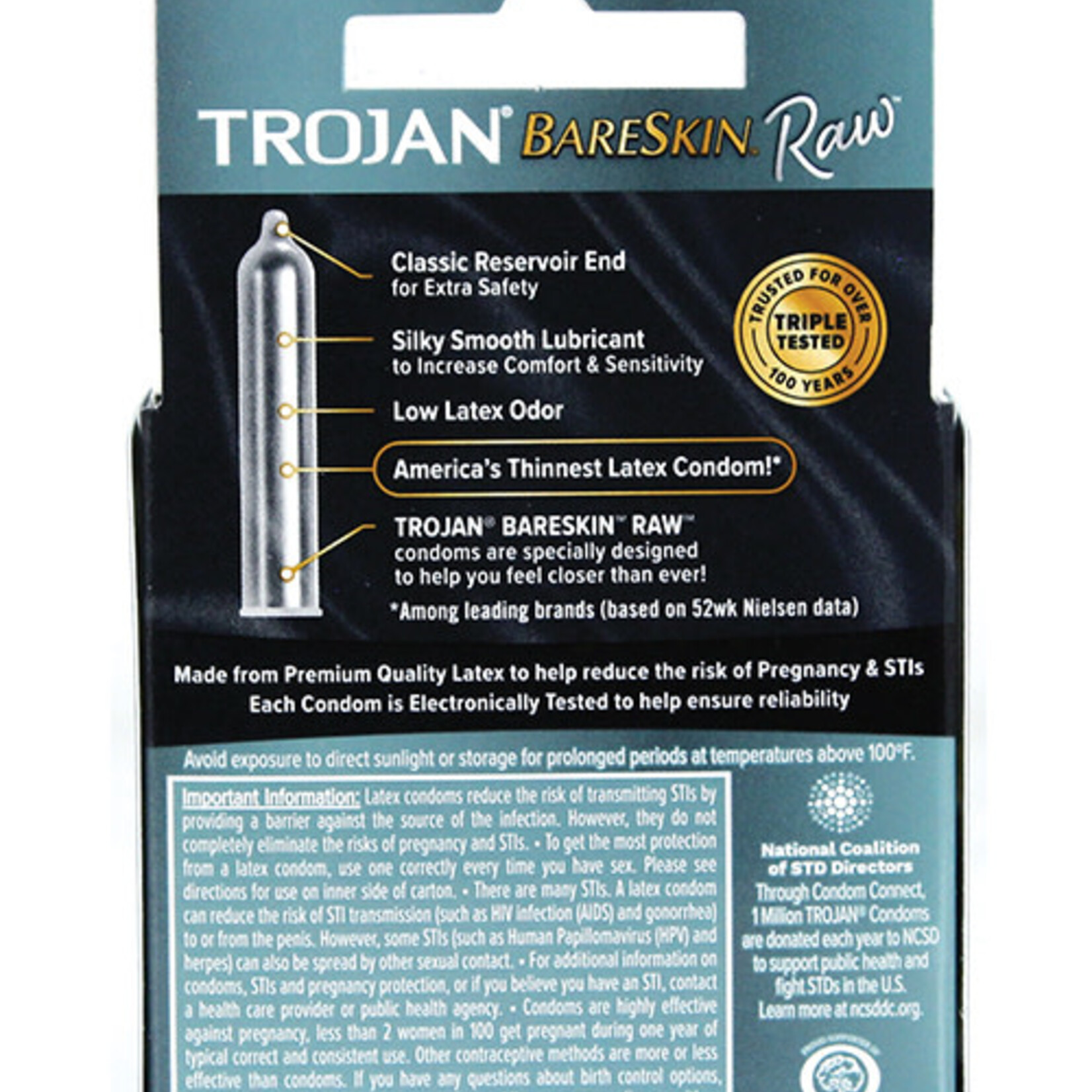 Trojan Condoms Trojan Bareskin Raw Lubricated Latex Condoms 3-Pack