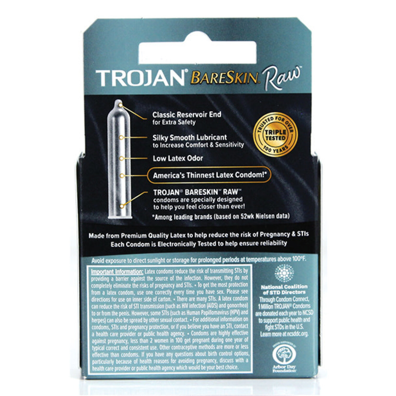 Trojan Condoms Trojan Bareskin Raw Lubricated Latex Condoms 3-Pack