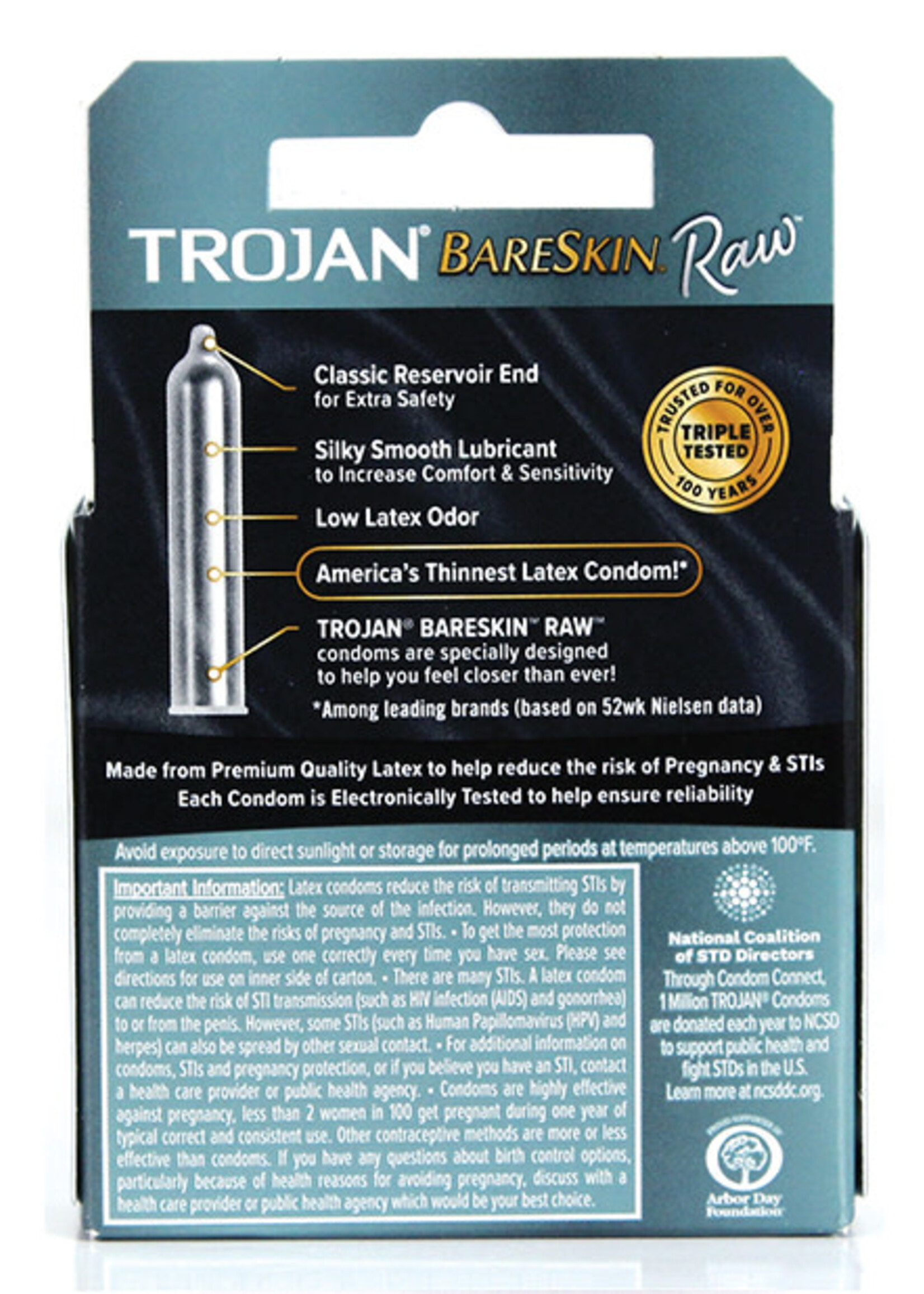 Trojan Condoms Trojan Bareskin Raw Lubricated Latex Condoms 3-Pack