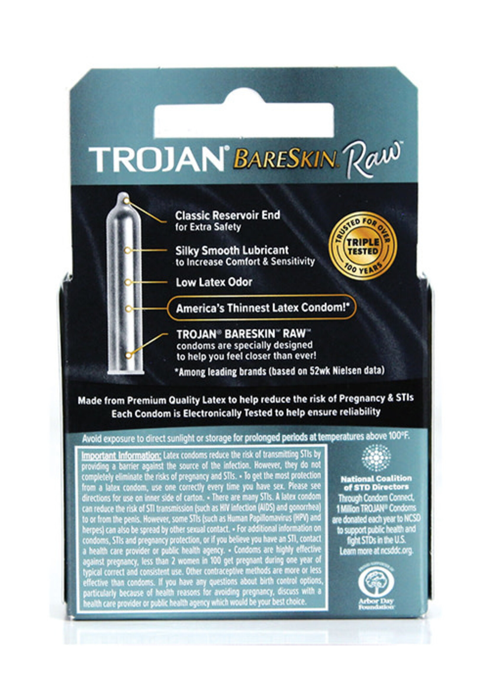 Trojan Condoms Trojan Bareskin Raw Lubricated Latex Condoms 3-Pack
