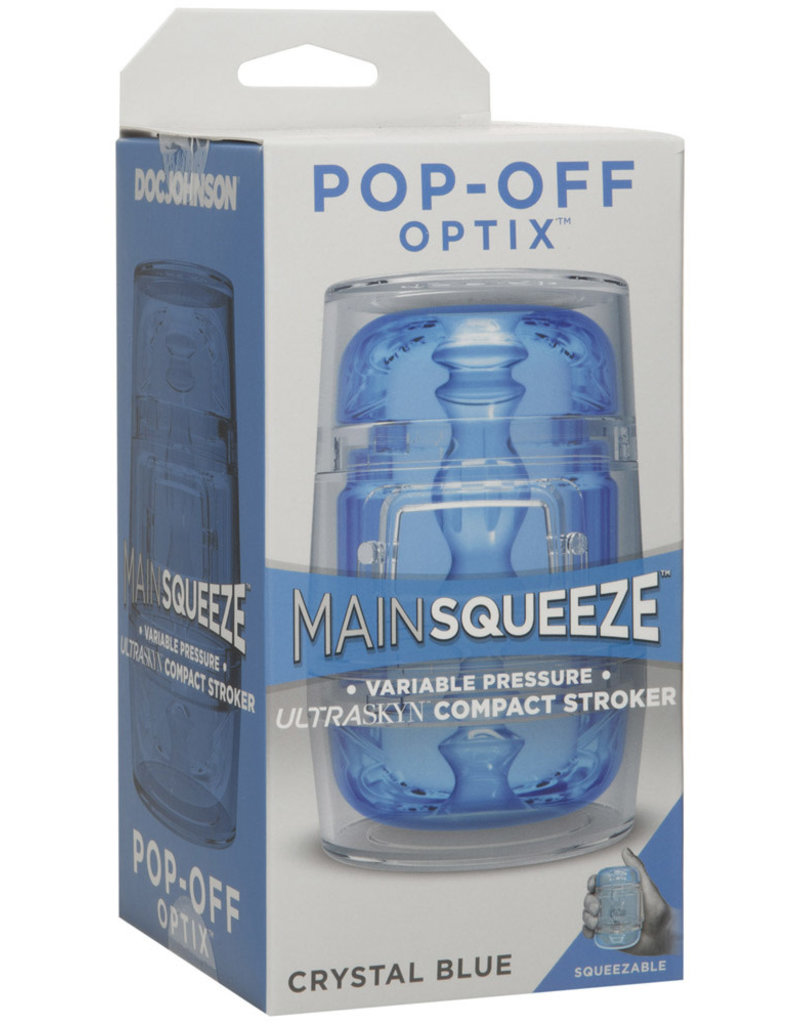 Doc Johnson Main Squeeze - Pop-Off - Optix - Crystal Blue