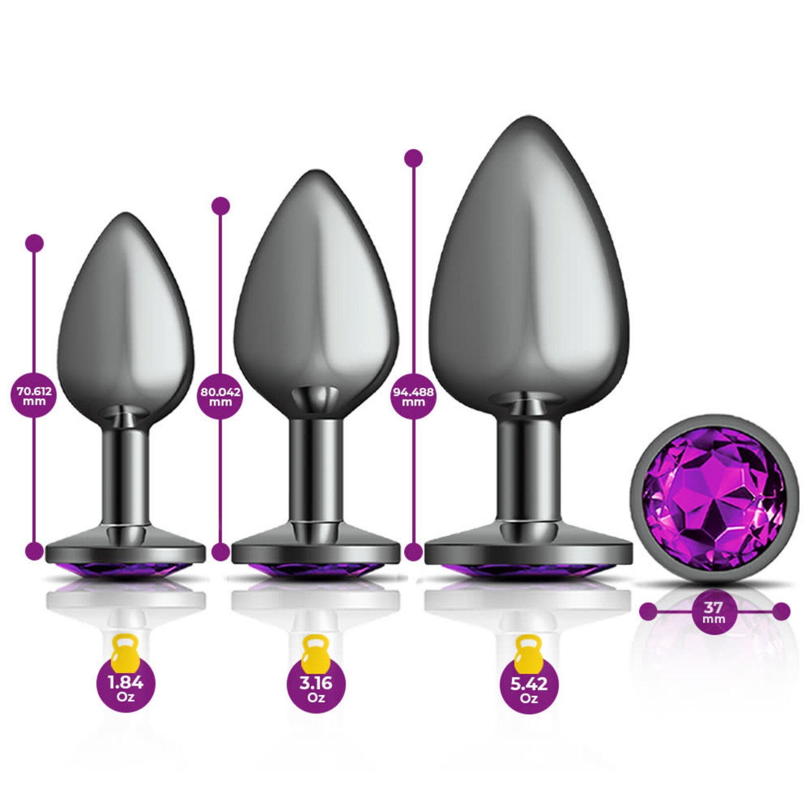 Viben Cheeky Charms  Metal Butt Plug Anal Trainer Kit