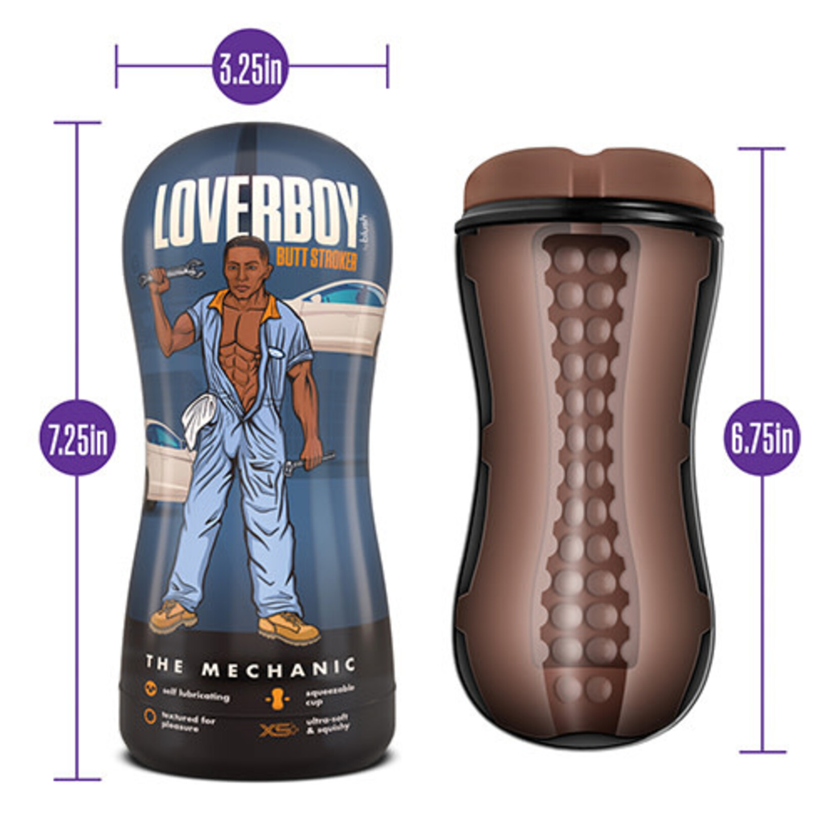 Blush Novelties Loverboy - the Mechanic - Self Lubricating Stroker - Brown