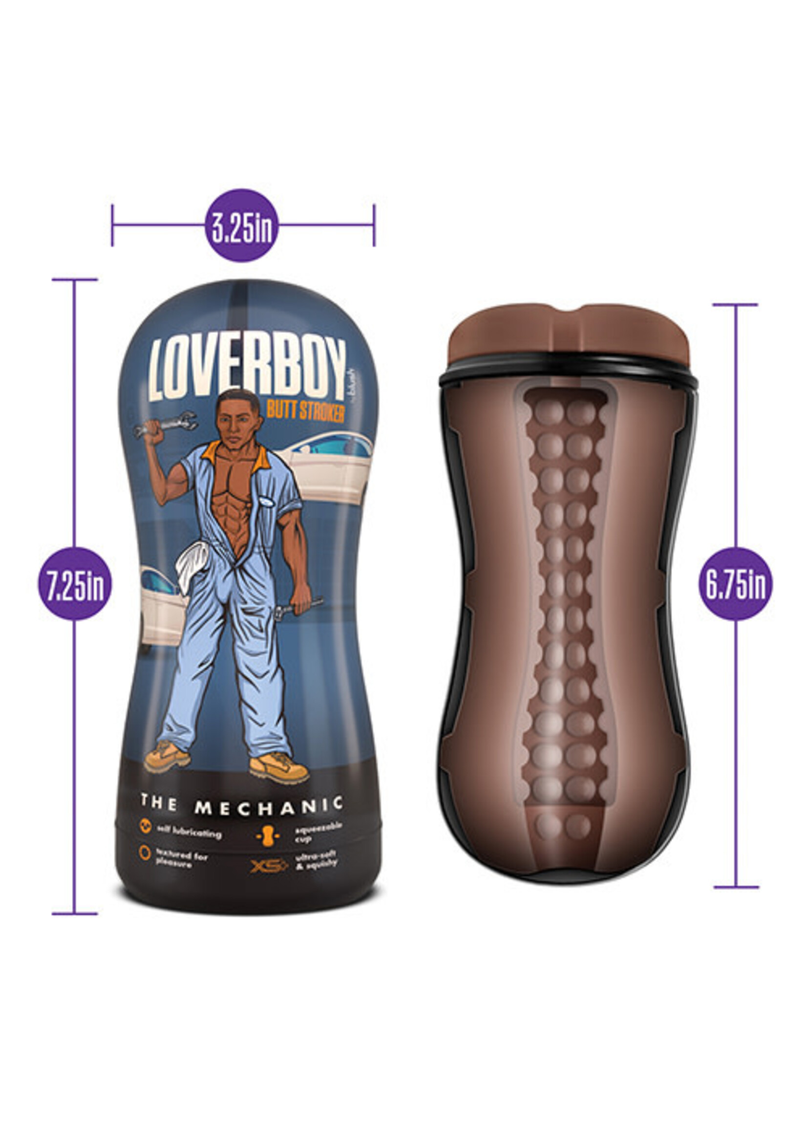 Blush Novelties Loverboy - the Mechanic - Self Lubricating Stroker - Brown