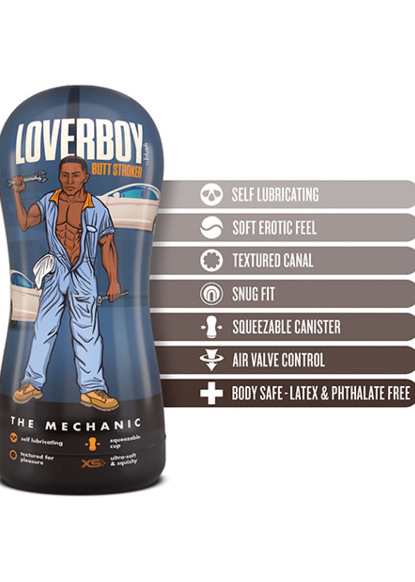 Blush Novelties Loverboy - the Mechanic - Self Lubricating Stroker - Brown