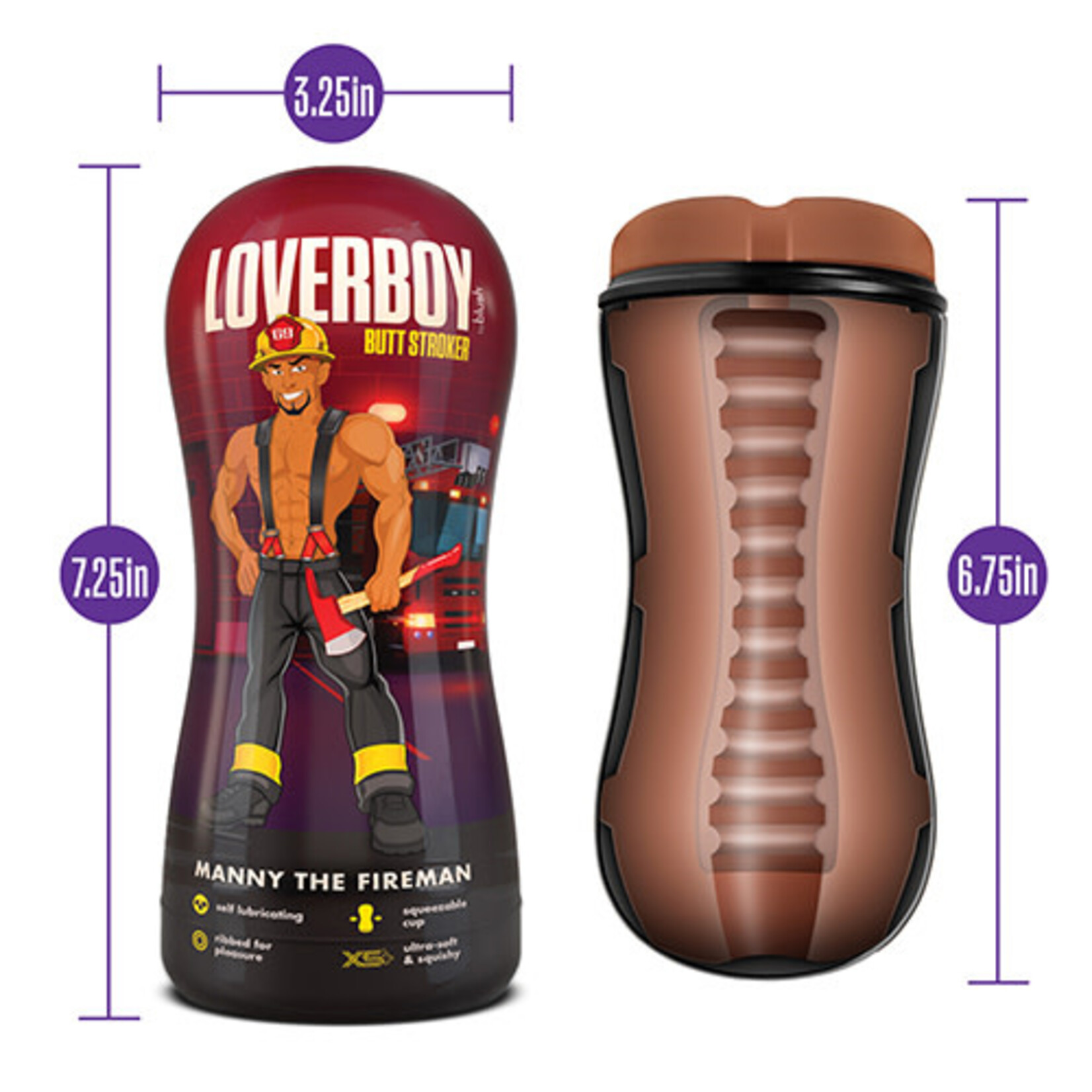 Blush Novelties Loverboy - Manny the Fireman - Self Lubricating Stroker - Tan