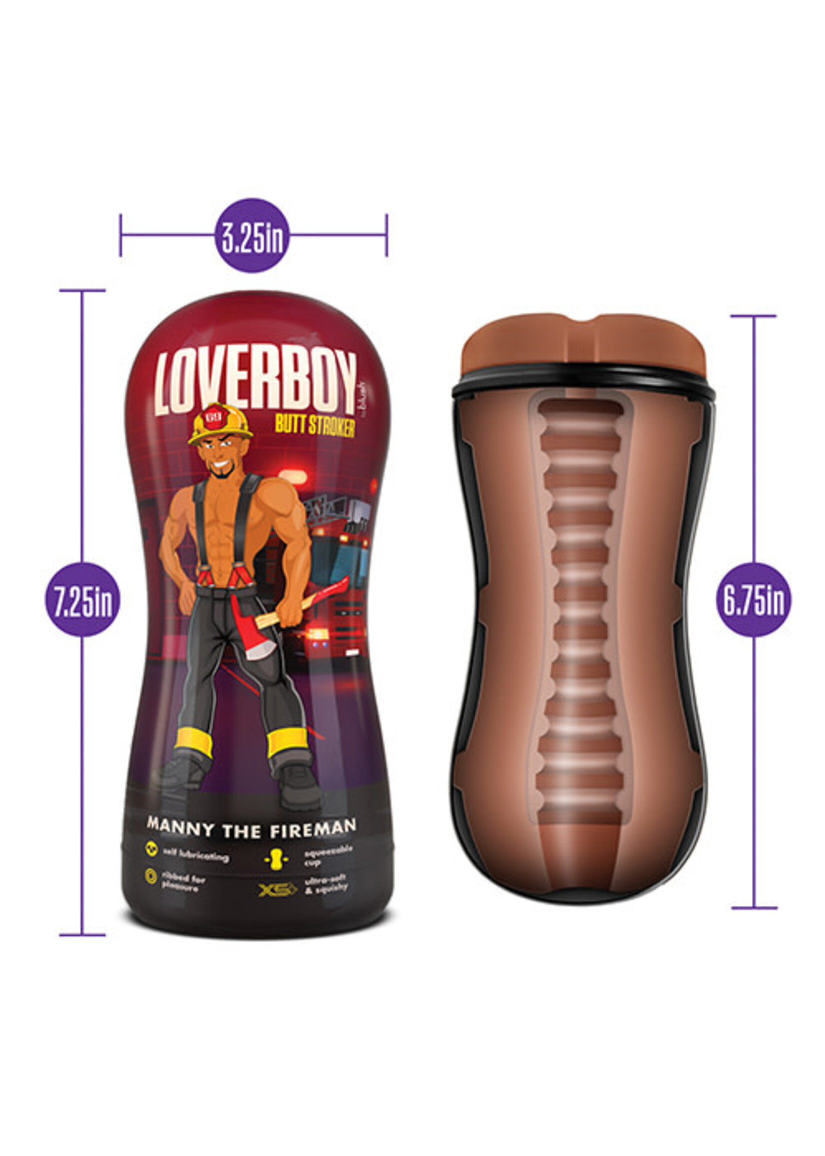 Blush Novelties Loverboy - Manny the Fireman - Self Lubricating Stroker - Tan