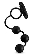 Blush Novelties Anal Adventures - Platinum - Silicone Anal Beads With Vibrating C-Ring - Black