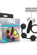 Blush Novelties Anal Adventures - Platinum - Silicone Anal Beads With Vibrating C-Ring - Black