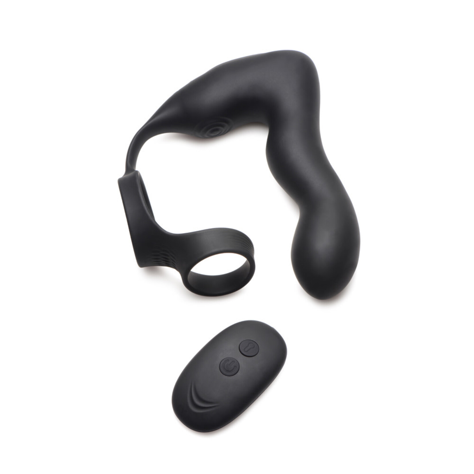 XR Brands Swell Swell Rechargeable Silicone Inflatable 10X Vibrating Prostate Plug with Cock & Ball Ring and Remote Control - Black