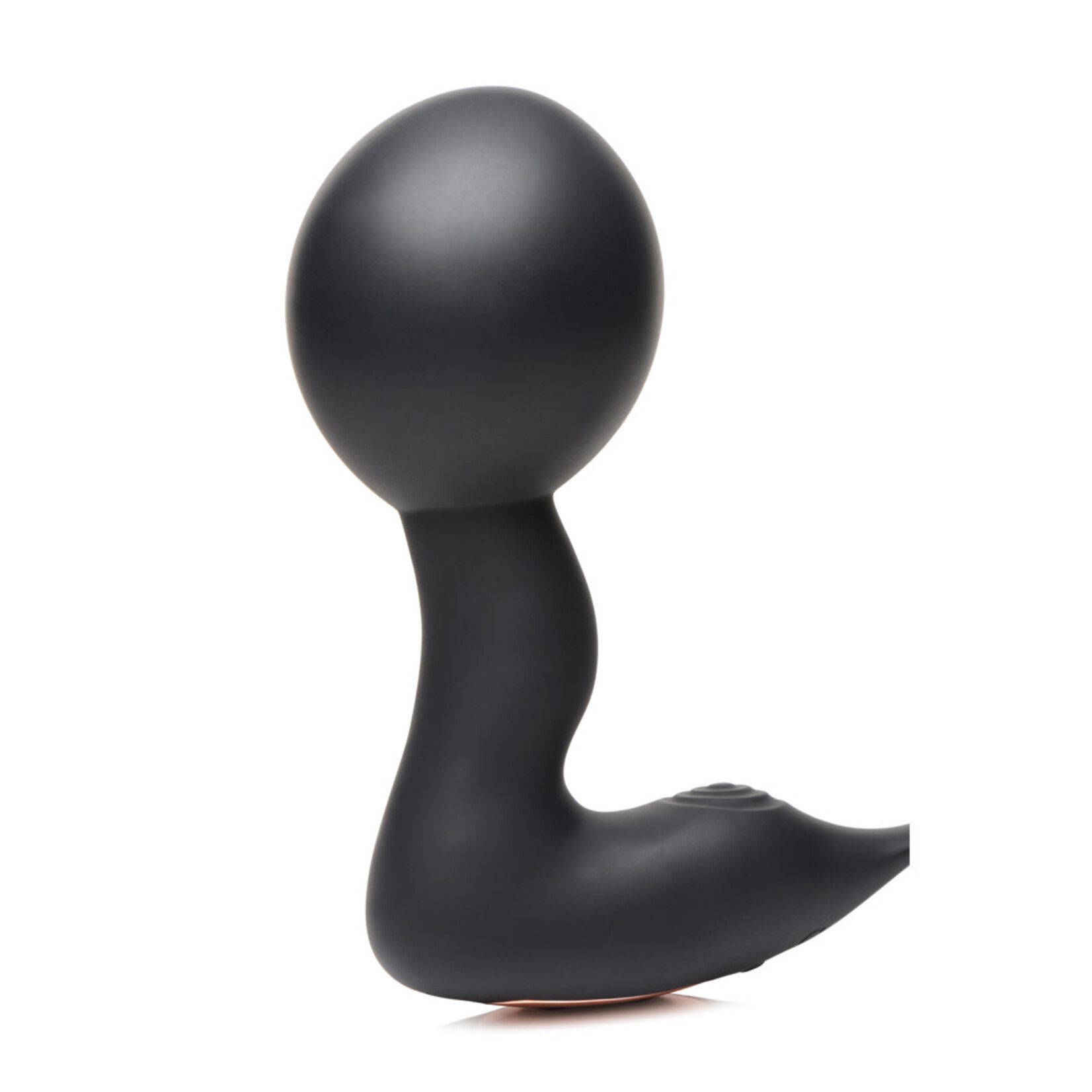 XR Brands Swell Swell Rechargeable Silicone Inflatable 10X Vibrating Prostate Plug with Cock & Ball Ring and Remote Control - Black