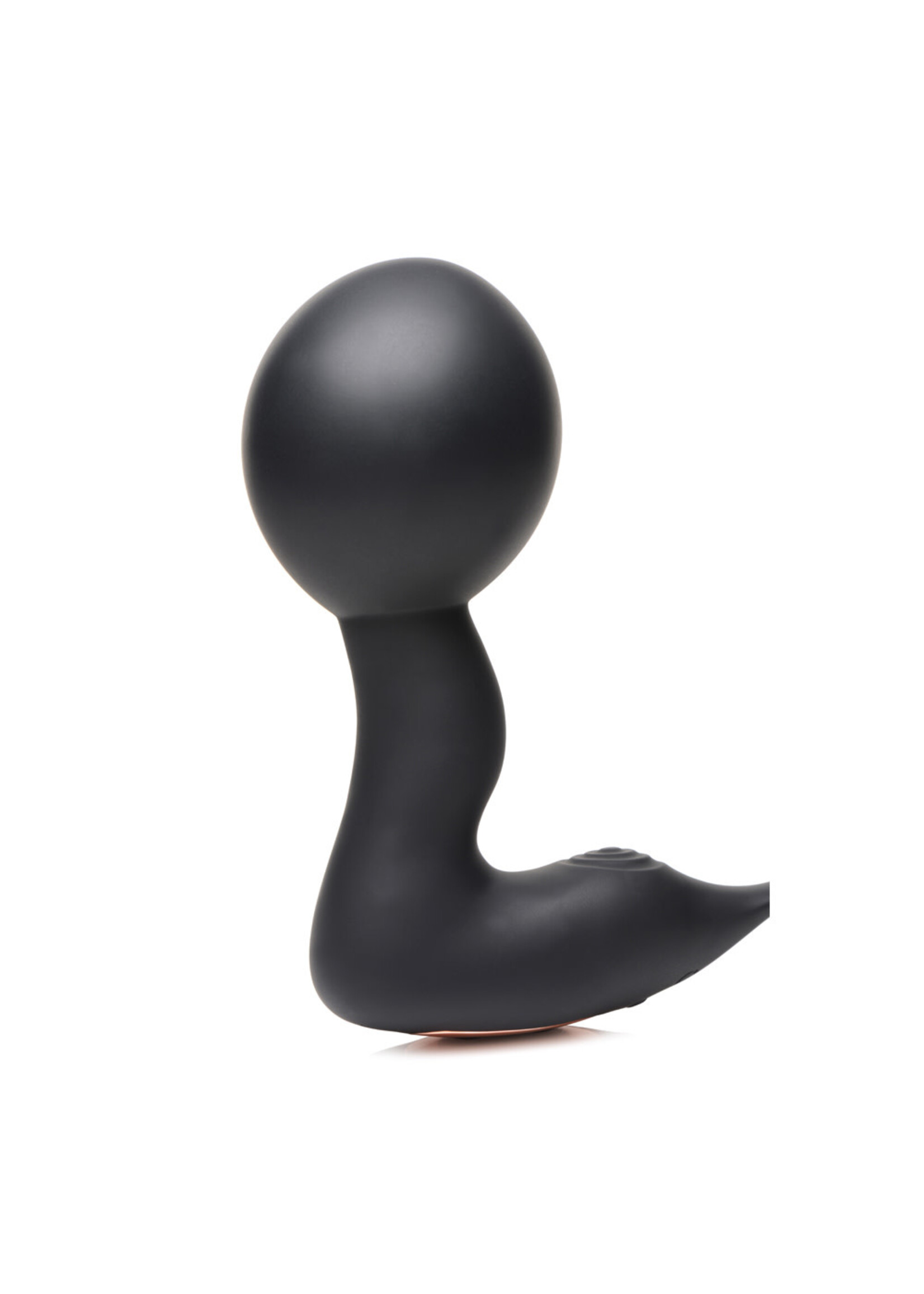 XR Brands Swell Swell Rechargeable Silicone Inflatable 10X Vibrating Prostate Plug with Cock & Ball Ring and Remote Control - Black