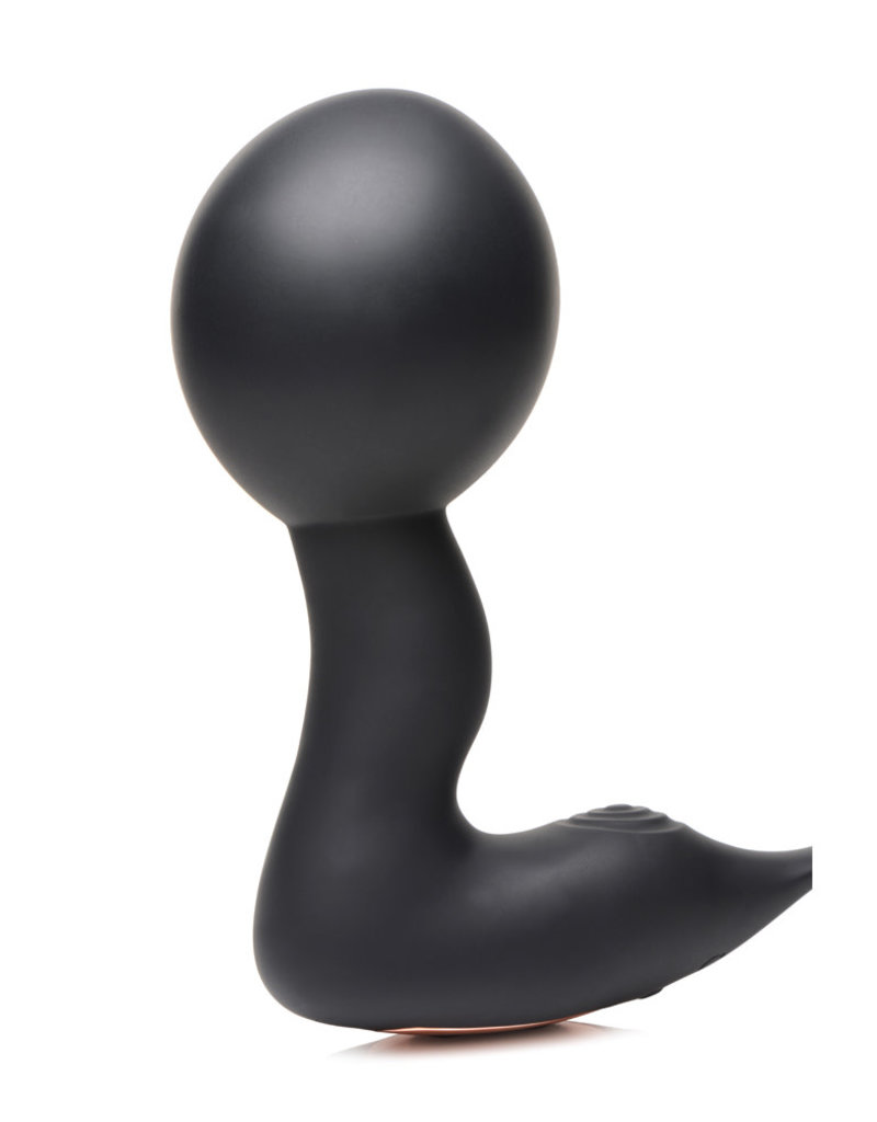 XR Brands Swell Swell Rechargeable Silicone Inflatable 10X Vibrating Prostate Plug with Cock & Ball Ring and Remote Control - Black