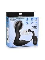 XR Brands Swell Swell Rechargeable Silicone Inflatable 10X Vibrating Prostate Plug with Cock & Ball Ring and Remote Control - Black
