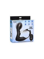 XR Brands Swell Swell Rechargeable Silicone Inflatable 10X Vibrating Prostate Plug with Cock & Ball Ring and Remote Control - Black
