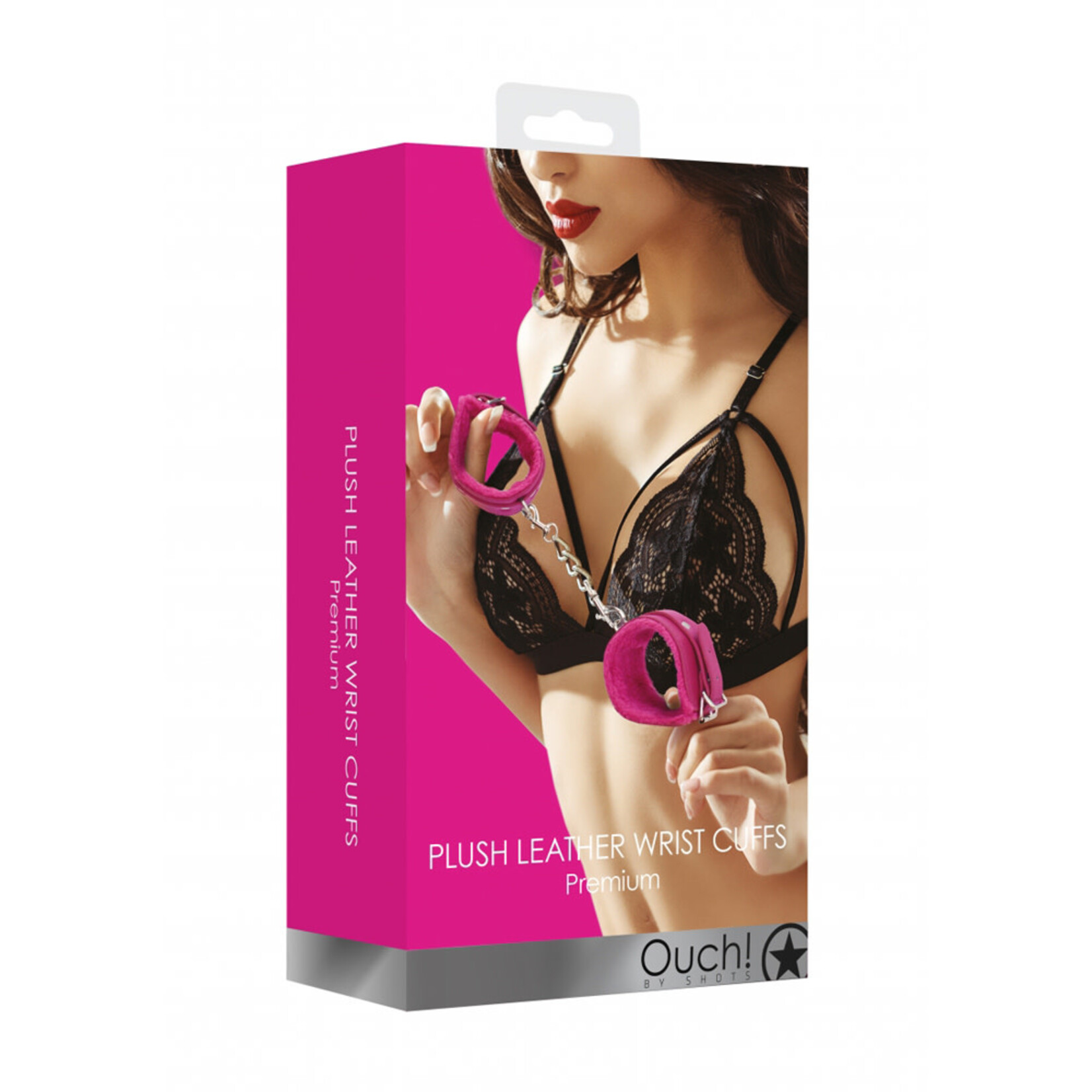 Shots Ouch! Ouch! Plush Leather Hand Cuffs