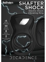 HOTT PRODUCTS Decadence Shafter Shock Silicone Electro Shock Cock Ring with Remote Control - Black