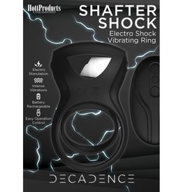 HOTT PRODUCTS Decadence Shafter Shock Silicone Electro Shock Cock Ring with Remote Control - Black