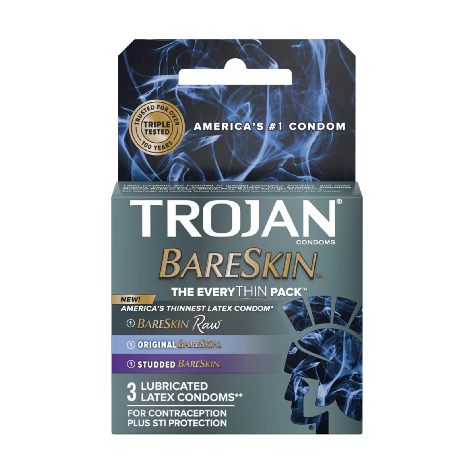 Trojan Condoms Trojan Bareskin Everythin Lubricated Latex Condoms Assorted 3-Pack