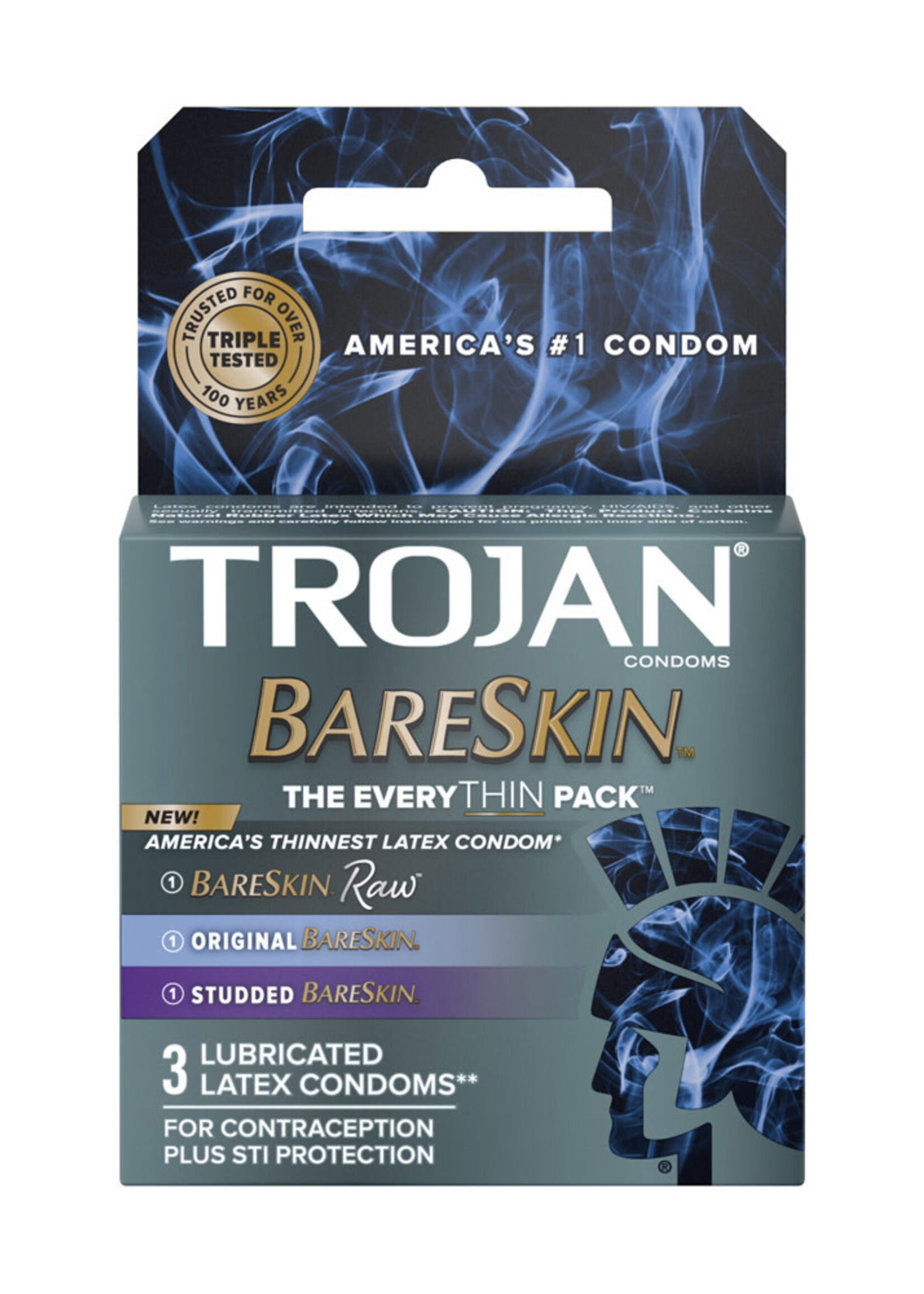 Trojan Condoms Trojan Bareskin Everythin Lubricated Latex Condoms Assorted 3-Pack