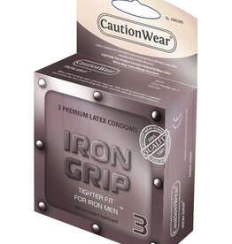 Caution Wear Iron Grip Snugger Fit Condoms - 3 ct