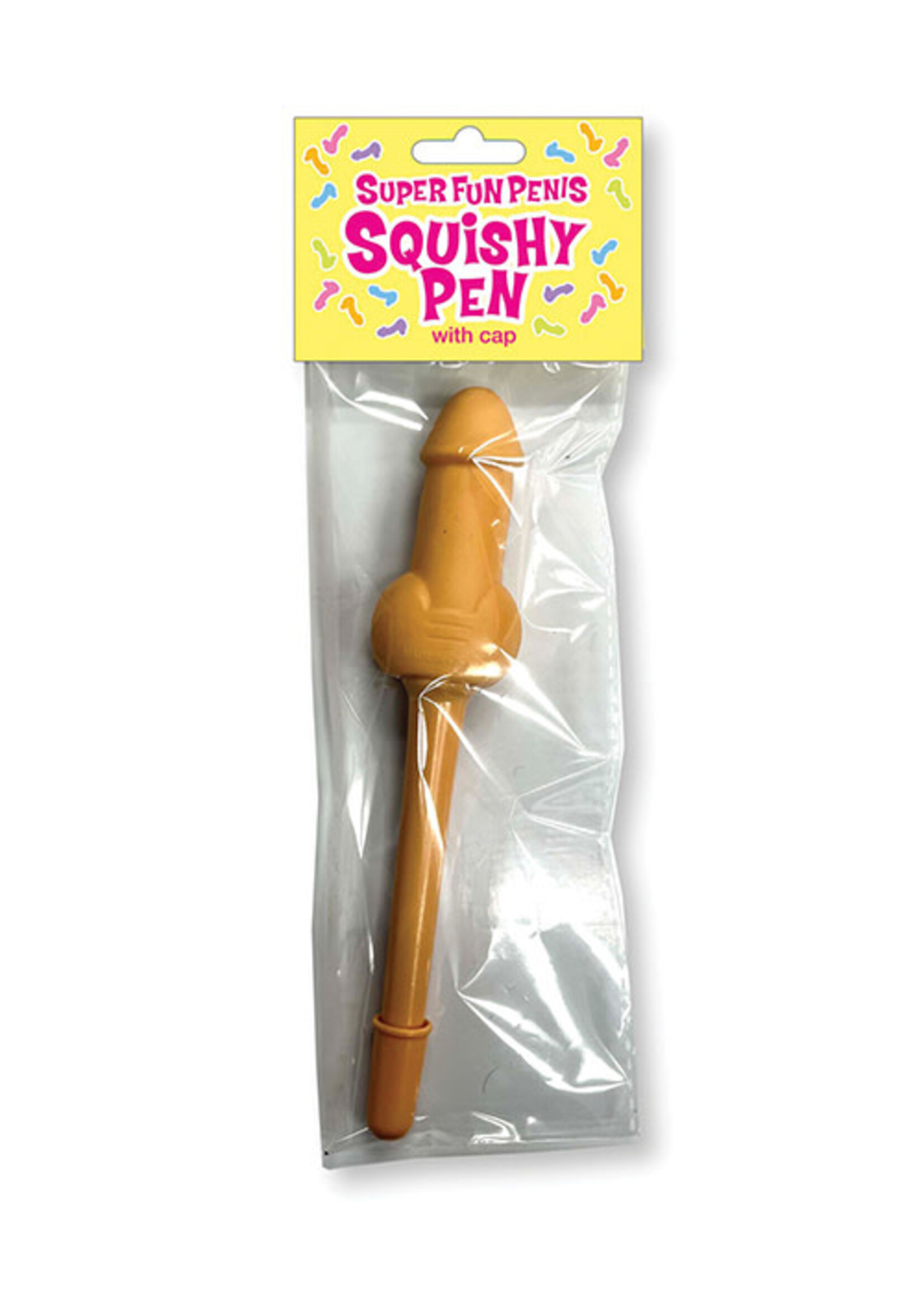 Little Genie Super Fun Penis Squishy Pen - Pink/Yellow