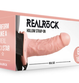 Shots RealRock Hollow Strap-on Without Balls 6 Inch - Flesh