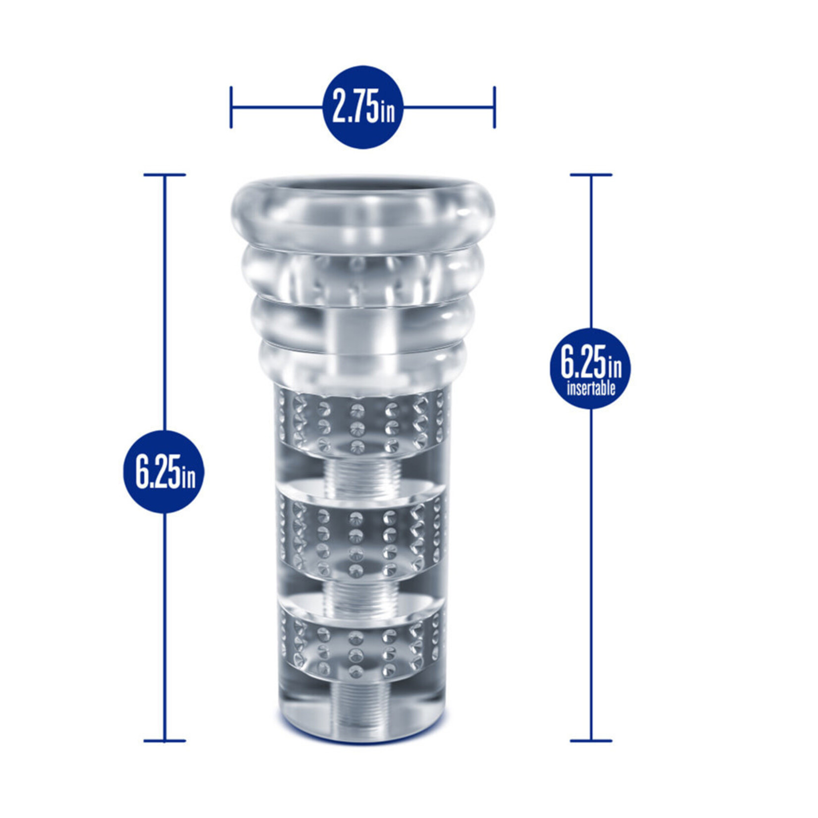 Blush Novelties Rize Luz Glow In The Dark Self-Lubricating Stroker Clear