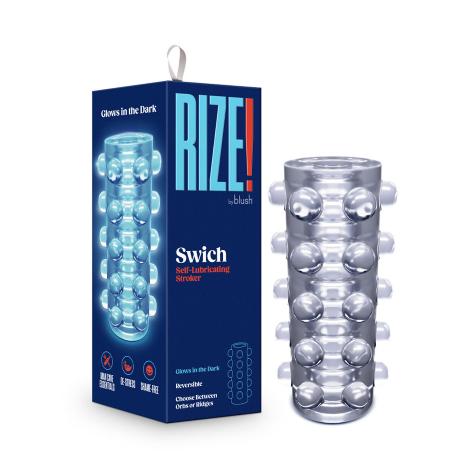 Blush Novelties Rize Swich Glow In The Dark Self-Lubricating Stroker Clear