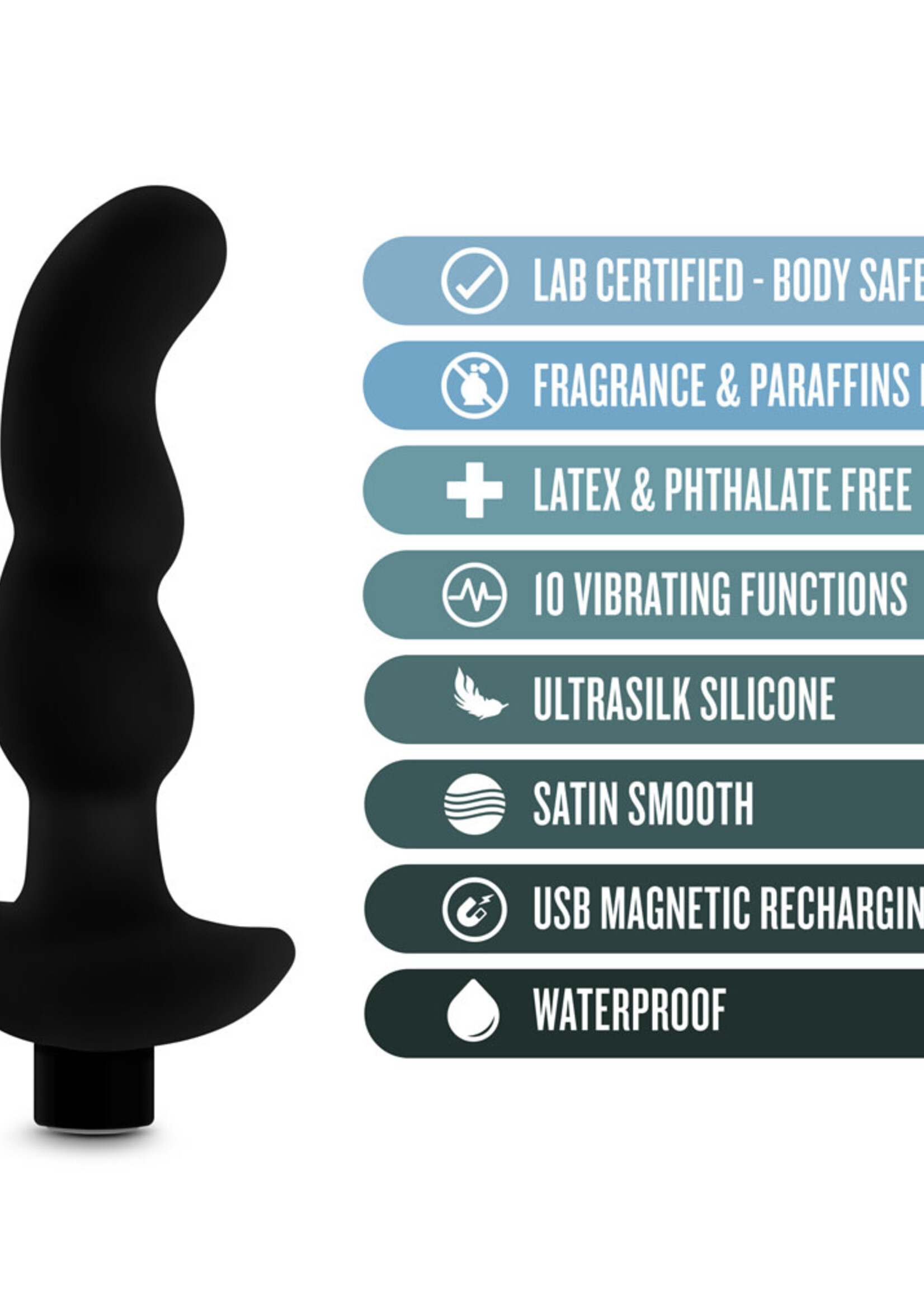 Blush Novelties Blush Anal Adventures Platinum Silicone Vibrating Prostate Massager 03 - Black